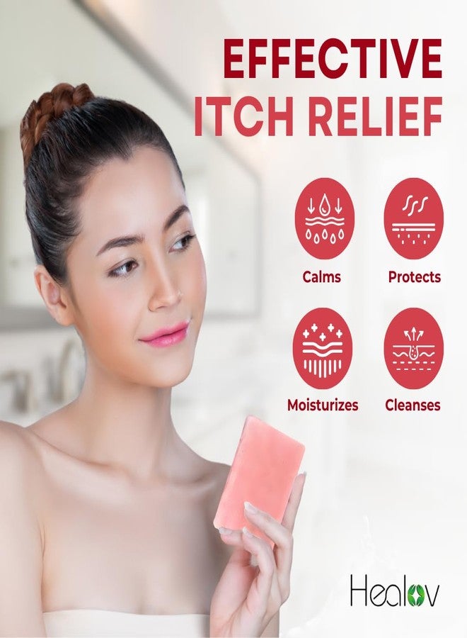 هيربلوڤ صابون هيربلوف كالامين - غسول طبيعي نقي لتخفيف الحكة فورًا - صابون كالامين مهدئ للبشرة المتهيجة، لدغات الحشرات، الأكزيما، طفح اللبلاب السام، جدري الماء - غسول نقي مضاد للحكة للوجه والجسم - Image 5